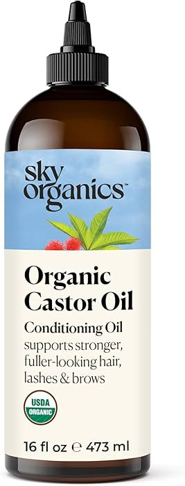 Sky Organics Organic Castor Oil, 100% Pure, Hexane Free, Cold-Pressed to Support Stronger, Fuller... | Amazon (US)