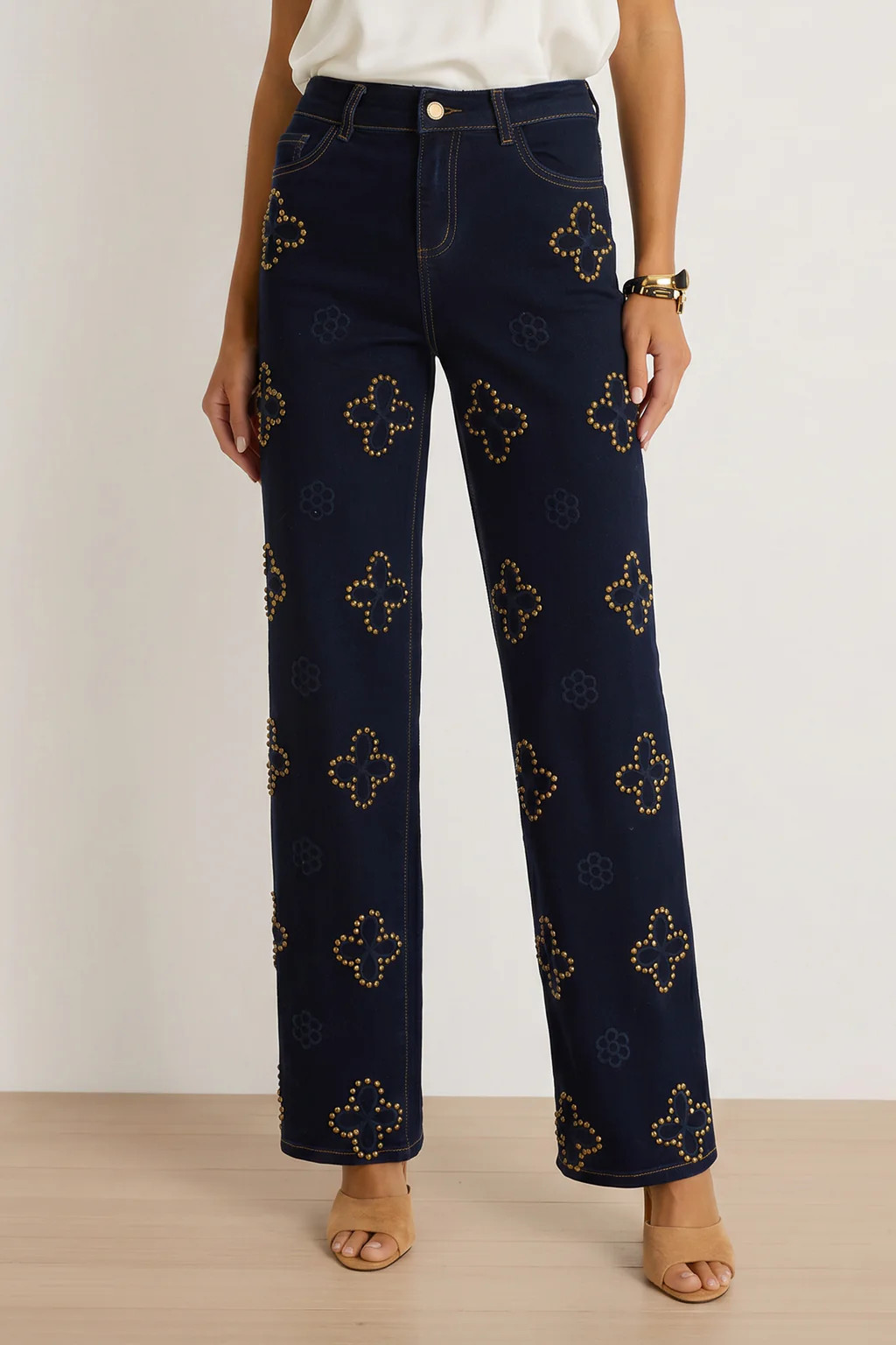 Kaia Studded High Rise Jean - Indigo | The Noli Shop