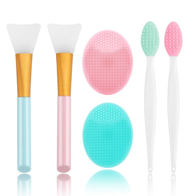 Silicone Face Scrubber, 2pcs Exfoliating Lip Brush, 2pcs Cleansing Brush,2pcs Face Mask Brush Exf... | Amazon (US)