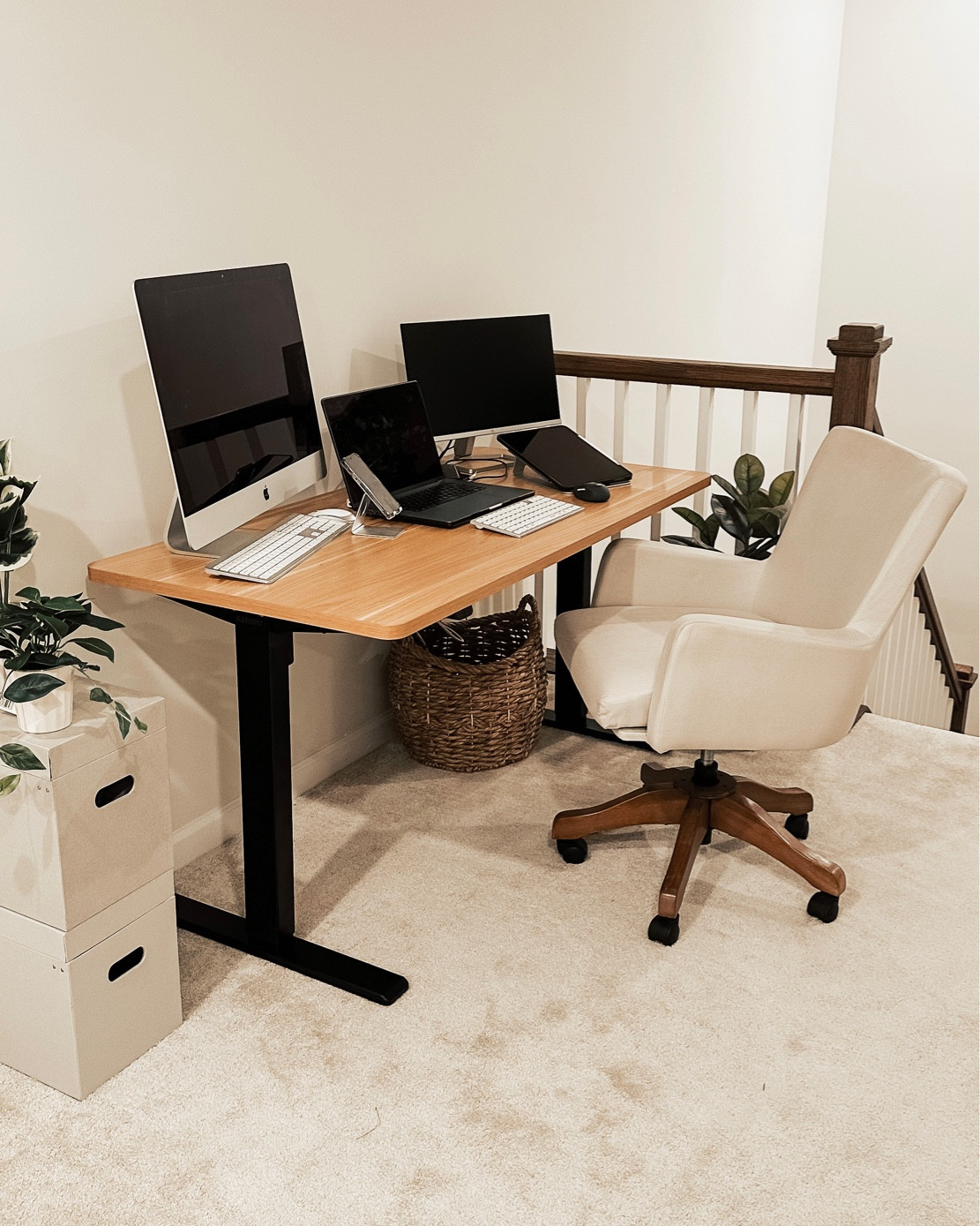 Standing desk | home office setup | work from home | iPad | Apple | desk | office 