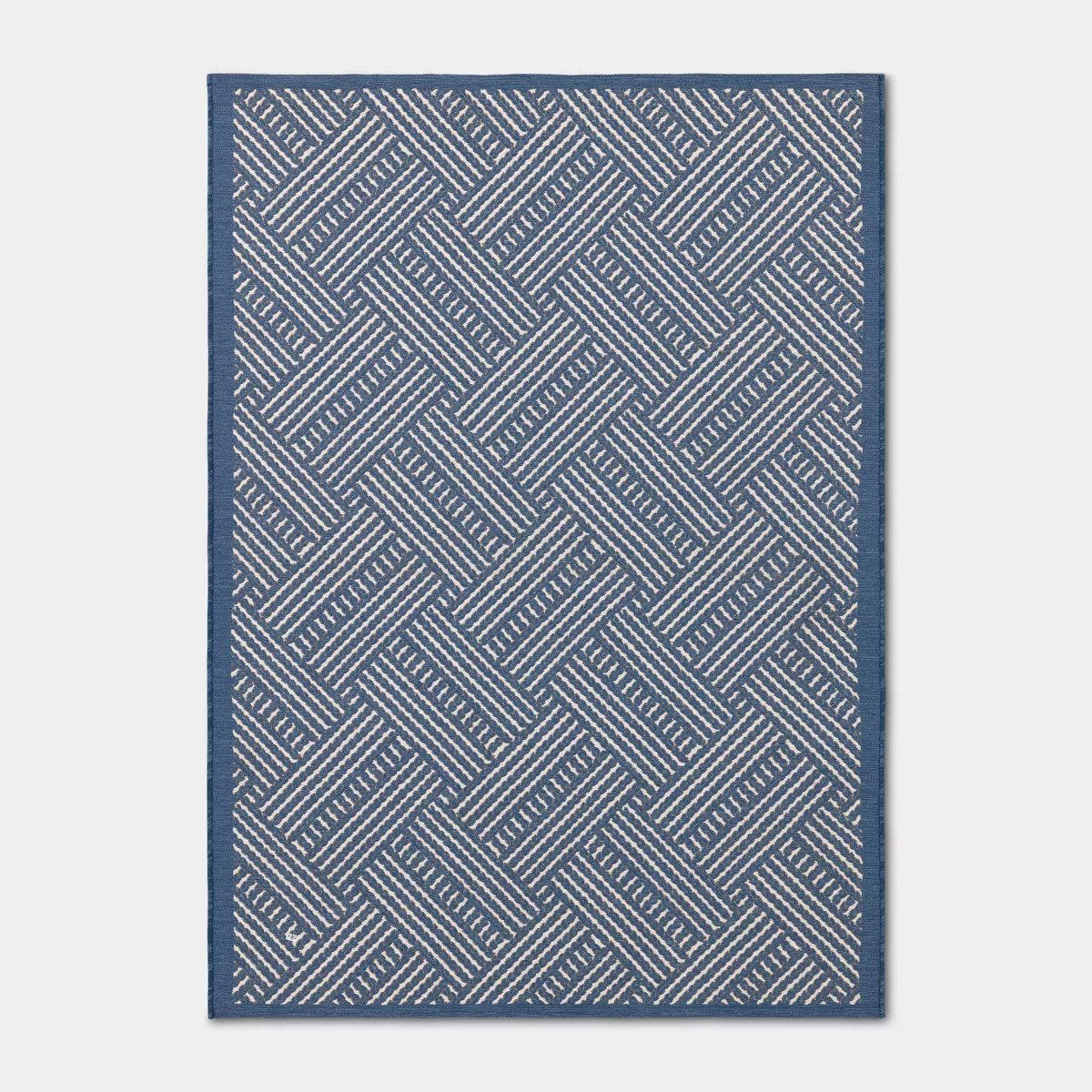 5'x7' Oversized Basket Weave Woven Outdoor Patio Area Rug Blue - Threshold™ designed with Studi... | Target