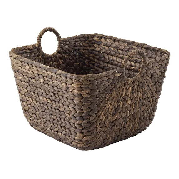 Better Homes & Gardens Beachcomber Handwoven Storage Basket with Handles, Dark Brown | Walmart (US)