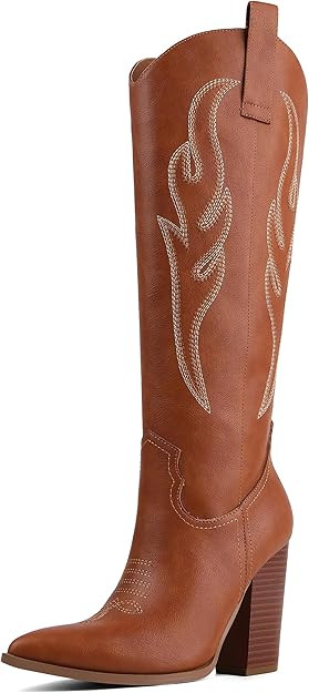 Celbreez Cowboy Boots for Women Cowgirl Boots Women Suede Knee High Boots Rhinestones Embroidered... | Amazon (US)