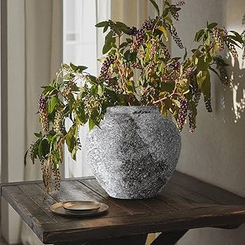 Rustic Ceramic Circular Flower Vase Farmhouse Clay Pottery Large Terracotta Floor Vases for Decor... | Amazon (US)