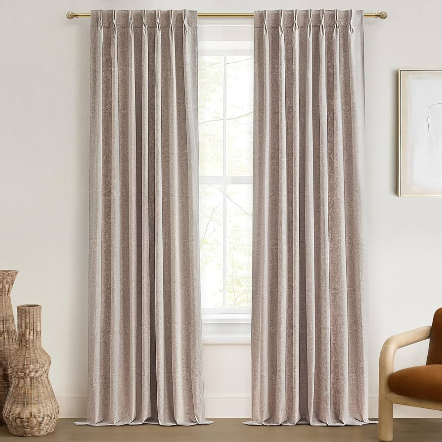 Room Darkening Curtains for Living Room Boho Drop Cloth Curtains Farmhouse Linen Drapes 102 Inche... | Amazon (US)