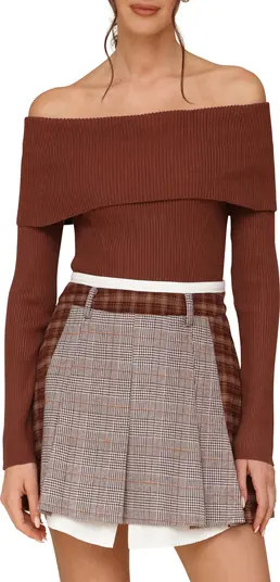 Rib Foldover Off the Shoulder Sweater Bodysuit | Nordstrom