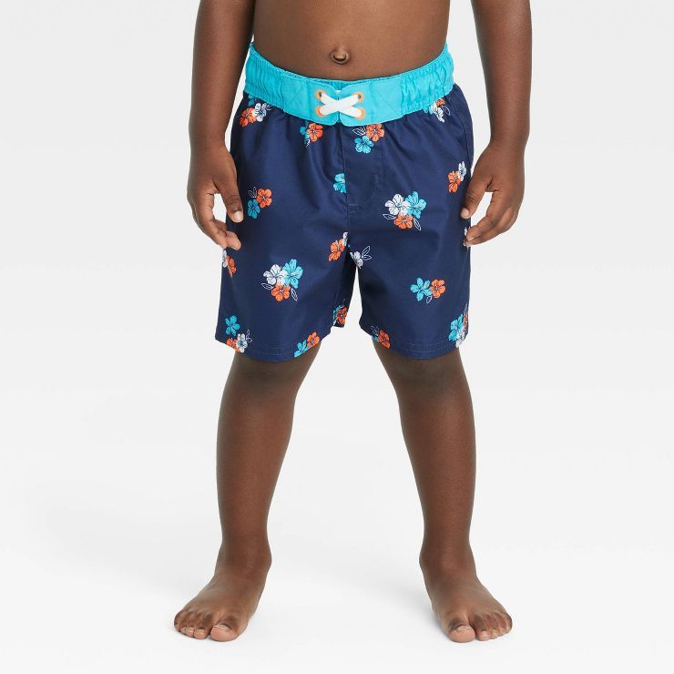 Toddler Boys' Floral Swim Shorts - Cat & Jack™ Blue | Target