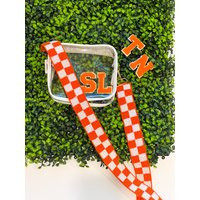 Clear Stadium Bag With Orange & White Checkered Beaded Strap Custom Patches - Concert Purse Gifts For Her | Etsy (US)