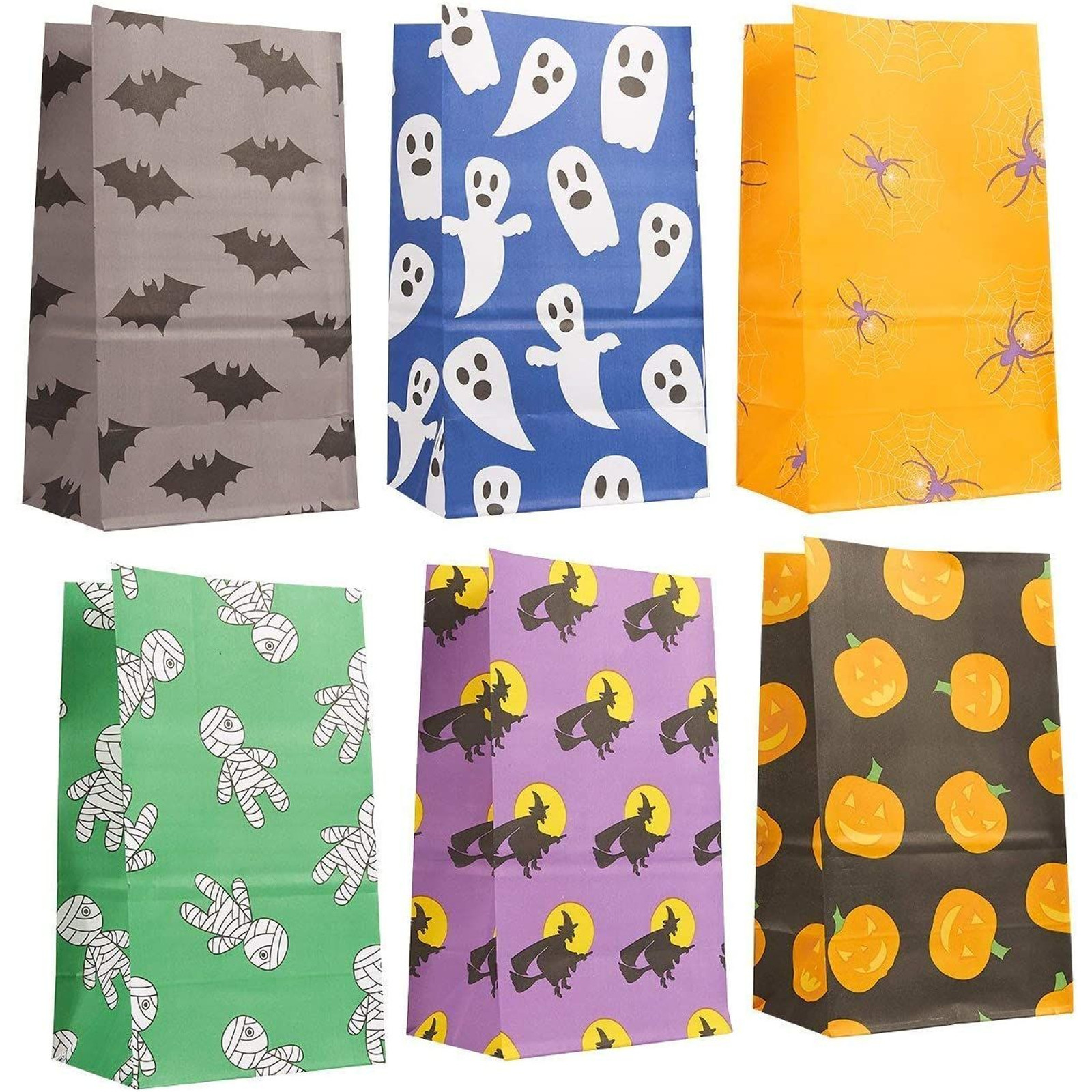 36-Pack Halloween Party Trick or Treat Paper Goodie Candy Bags, 6 Designs, 5.1 x 8.75 x 3.25 Inch... | Walmart (US)