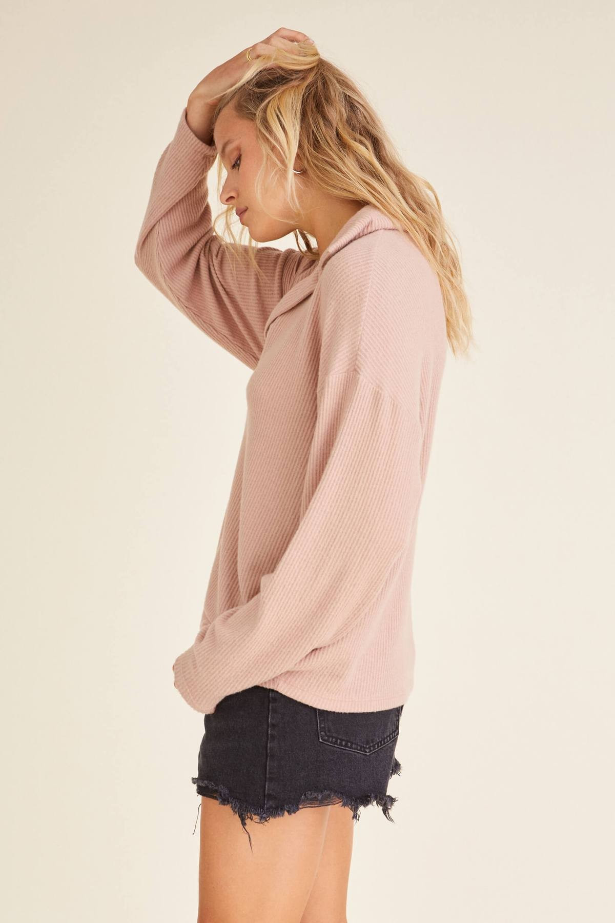 Roma Cozy Rib Collared Long Sleeve - Tea Biscuit | Project Social T