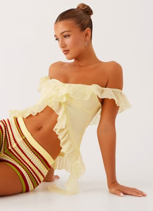 Dylan Off Shoulder Top - Yellow | Peppermayo (Global)