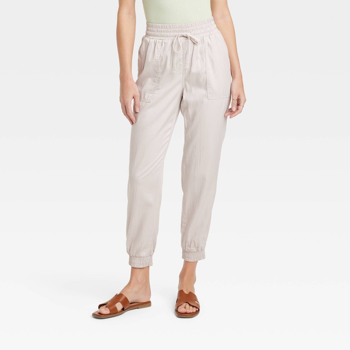 Women's High-Rise Modern Ankle Jogger Pants - A New Day™ Tan S | Target