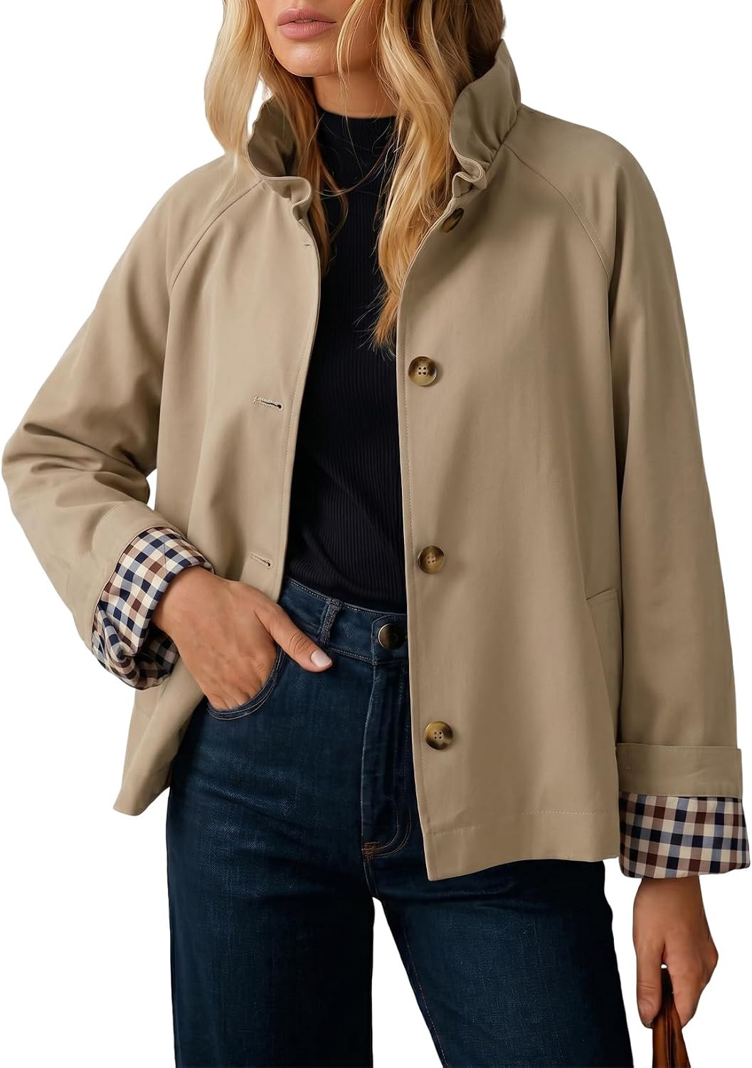 Dokotoo Womens Trench Coat Lightweight Single Breasted Jacket Outerwear | Amazon (US)