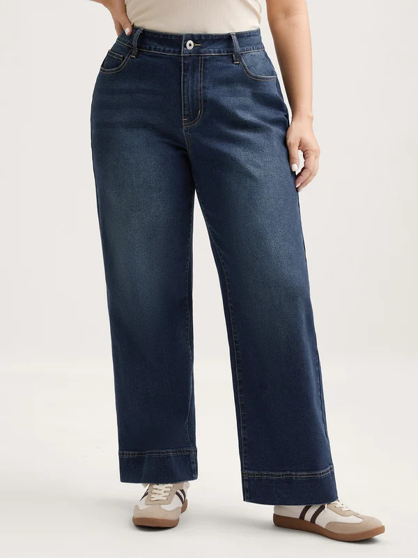 Pull-On High Waist Wide-Leg Jeans | Bloomchic