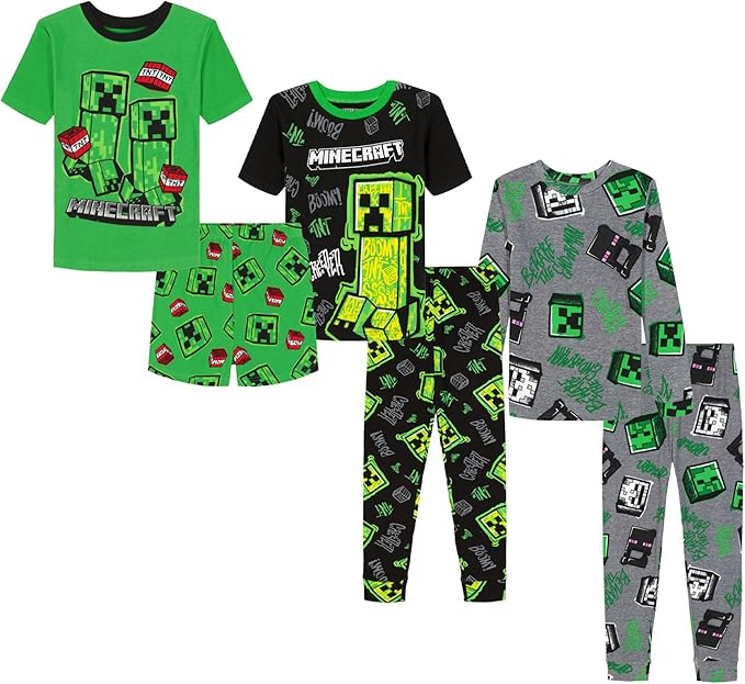 Minecraft Boys' 6-piece Snug-fit Cotton Pajama Set, Soft & Cute for Kids | Amazon (US)