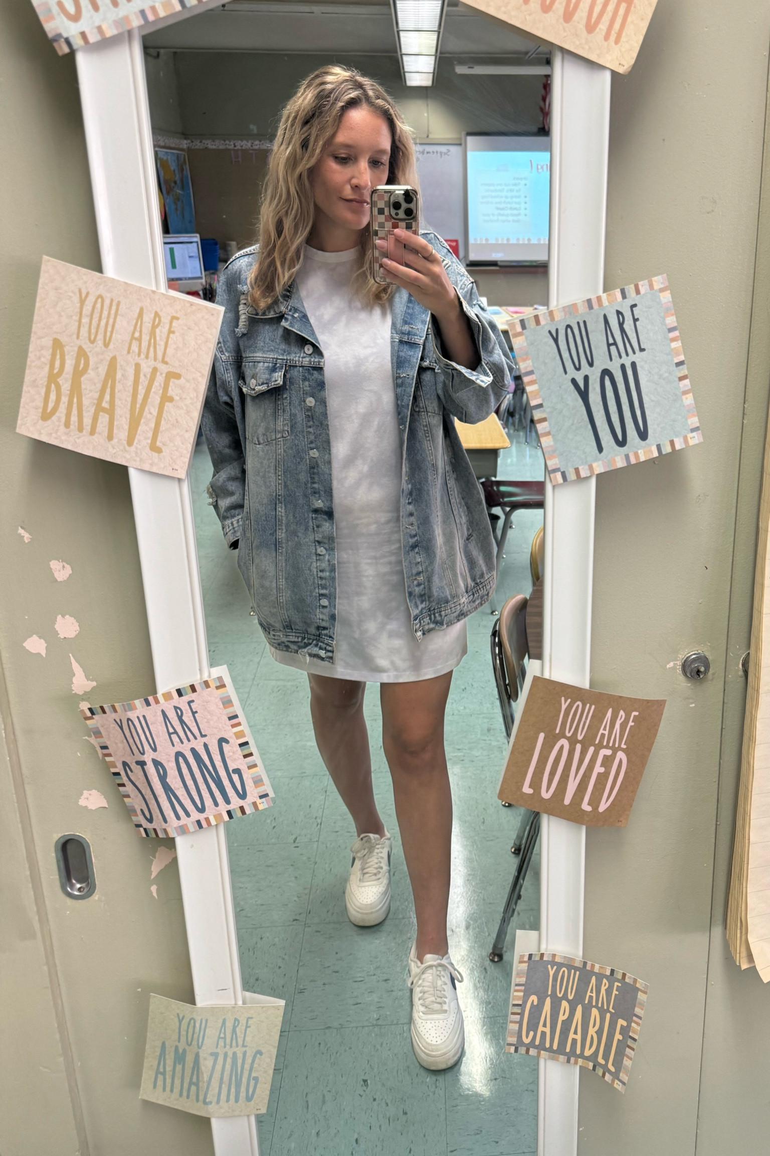 And we’re back! 

Teacher fit for spring or summer. 
Nike sneakers. 
Target dress size medium. 
SHEIN oversized jean jacket size large  

#LTKFindsUnder50 #LTKMidsize #LTKWorkwear