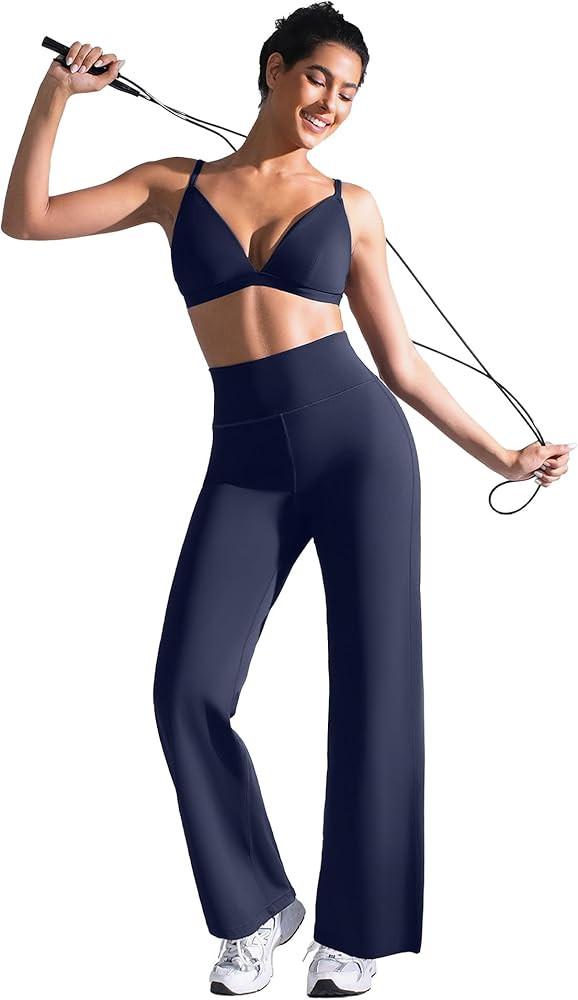 BRXL Straight Leggings for Women High Waist Wide Leg Stretch Scrunch Butt Lifting Lounge Casual G... | Amazon (US)