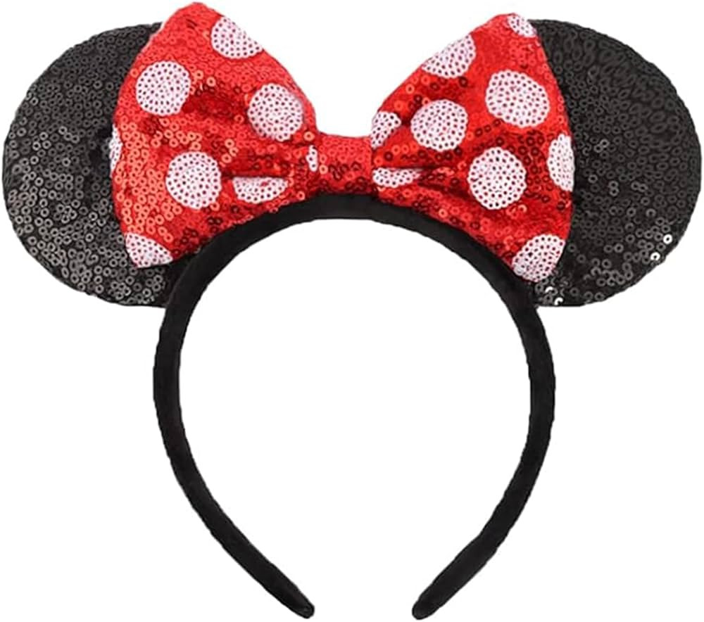 XINXIYAN Mouse Ears Headbands for Women Glitter Sequin Mouse Ears Bow Headband Birthday Party Pri... | Amazon (US)