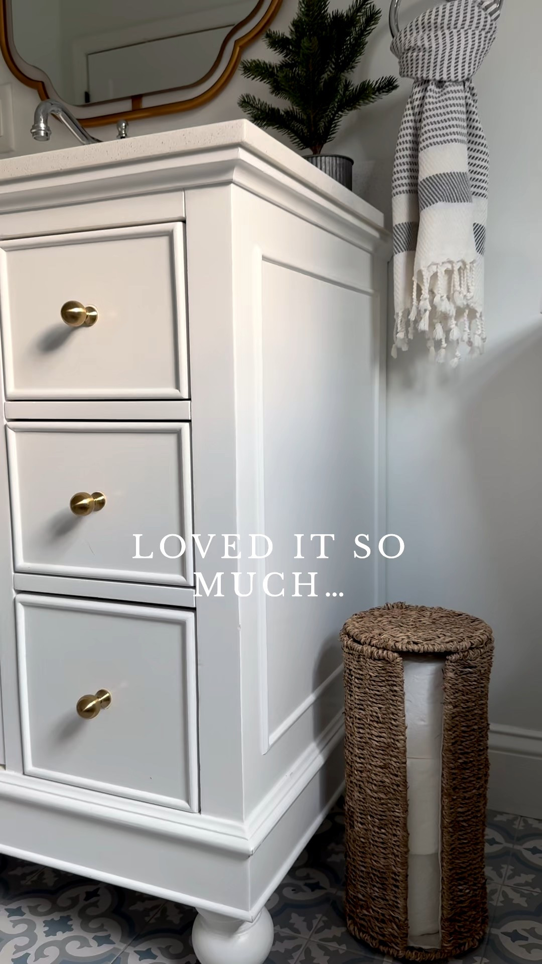 Coastal Half Bath

light and airy bathroom, coastal bathroom, gold mirror, gold and white vanity, blue vase, gold and white vanity light, sherri calnan home 

#LTKHome #LTKFindsUnder50