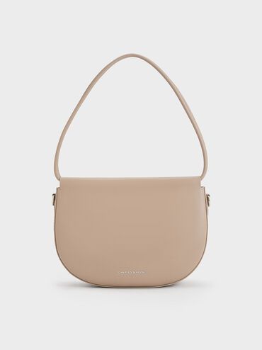 Elora Curved Top Handle Bag
 - Taupe | Charles & Keith UK