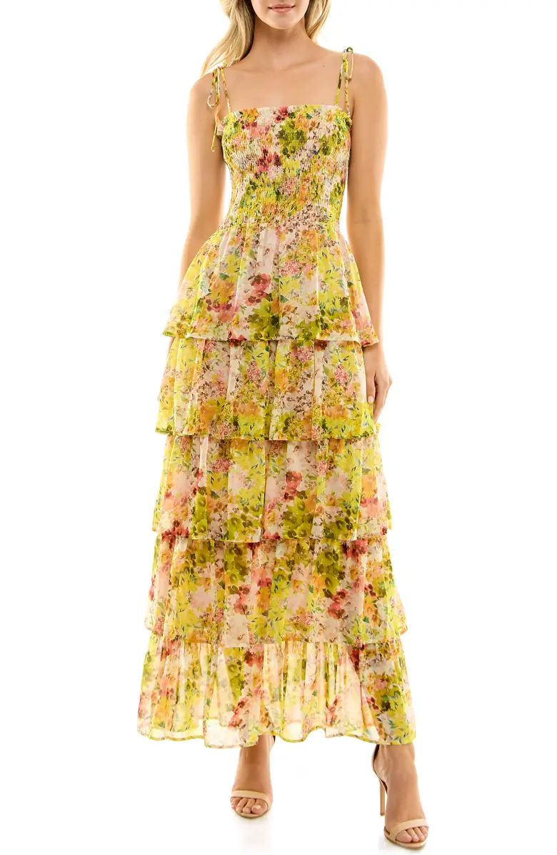 Floral Print Smocked Tiered Maxi Dress | Nordstrom
