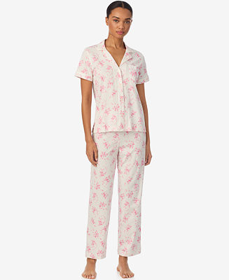 Women's Short-Sleeve Top and Ankle-Length Pajama Pants, 2-Piece Set | Macy's