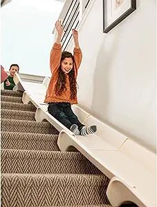 Stairslide Original Stair Mounted Kids Indoor Home Staircase Slide Playset with Self Anchoring No... | Amazon (US)