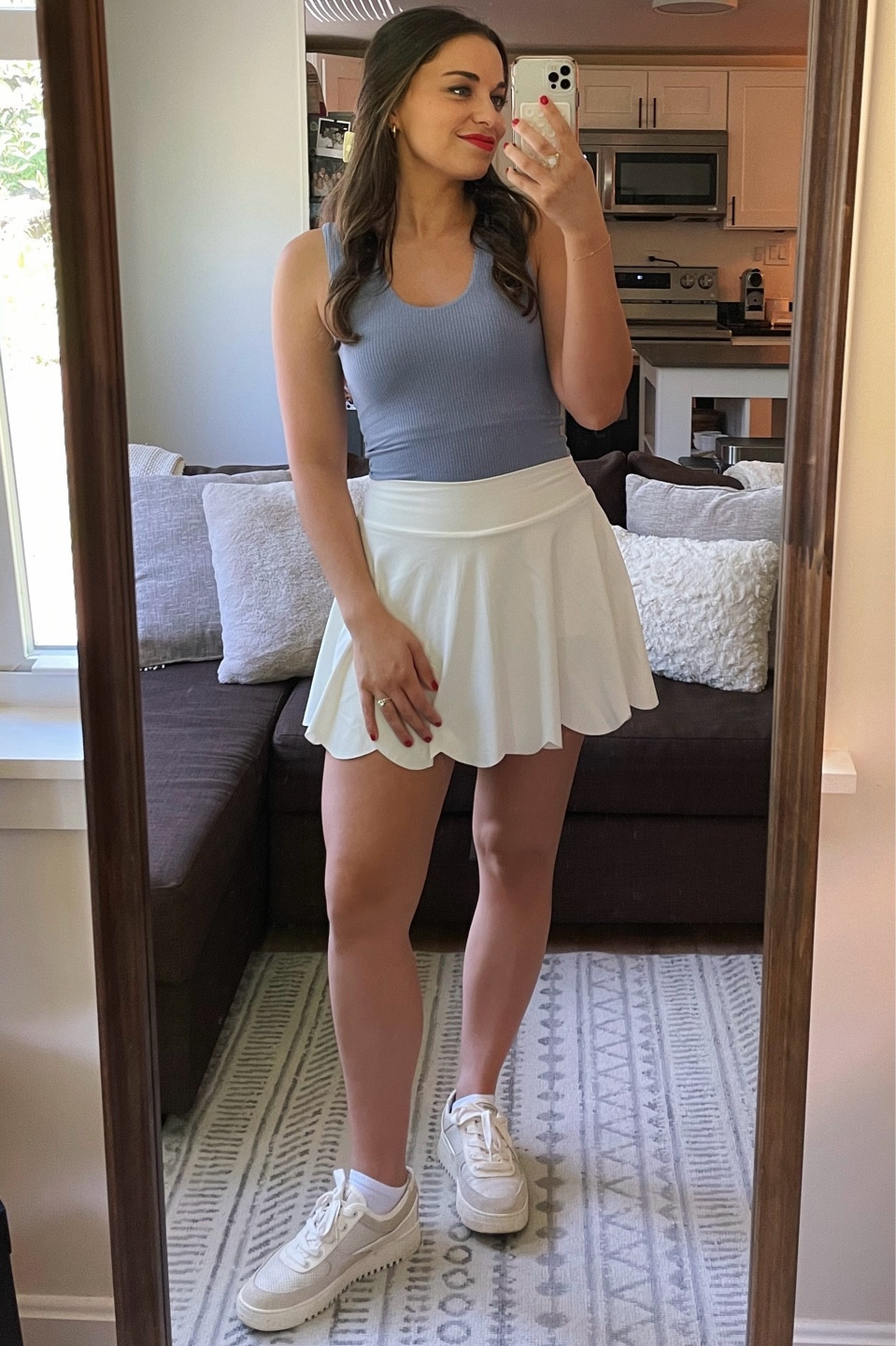 Comfiest sporty summer outfit! Love these Brami tops because they come with a built in bra which makes them so flattering and comfortable! Wearing XS, true to size 

Athleisure, activewear, tennis skirt, lifestyle shoes, casual sporty outfit 

#LTKFitness #LTKFindsUnder50 #LTKActive