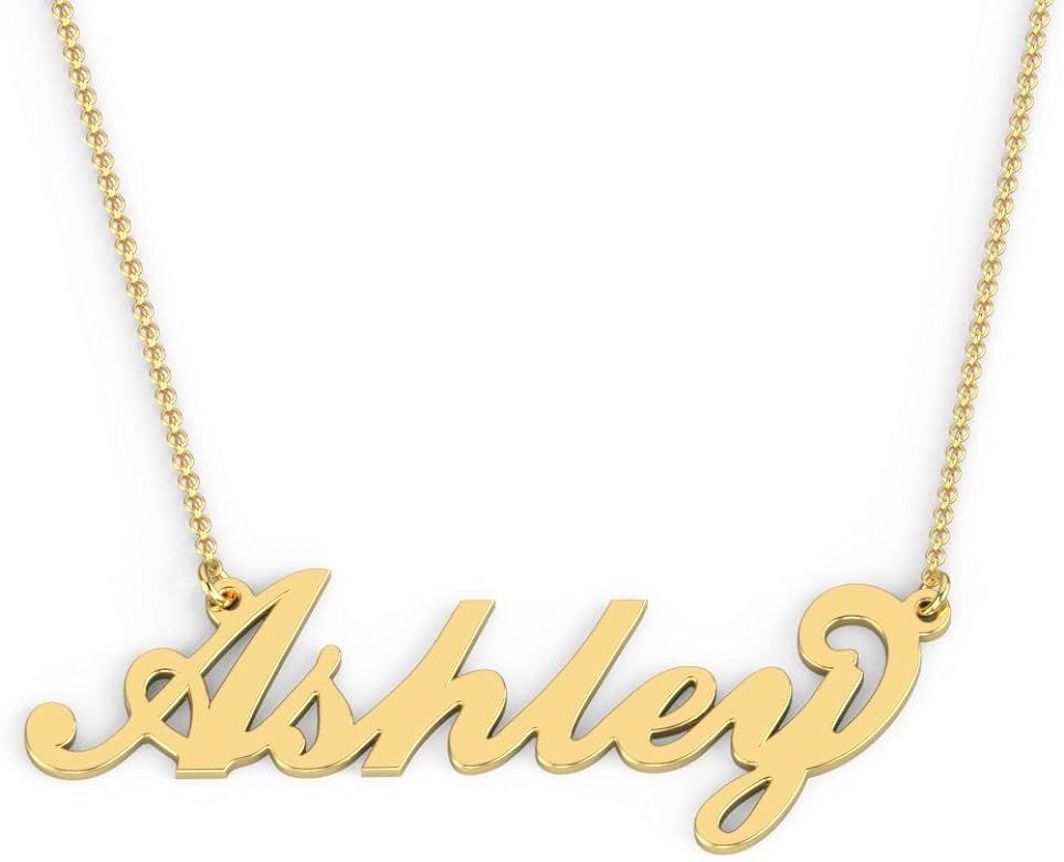 10K Personalized Name Necklace in Flourish Font by JEWLR | Amazon (US)