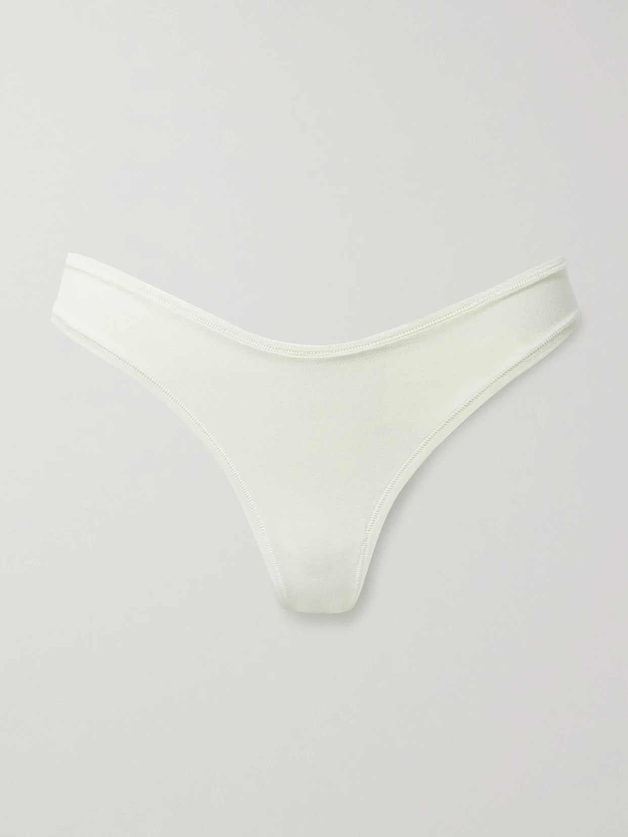 SKIMS - Cotton-blend Jersey Dipped Thong - Bone | NET-A-PORTER (US)