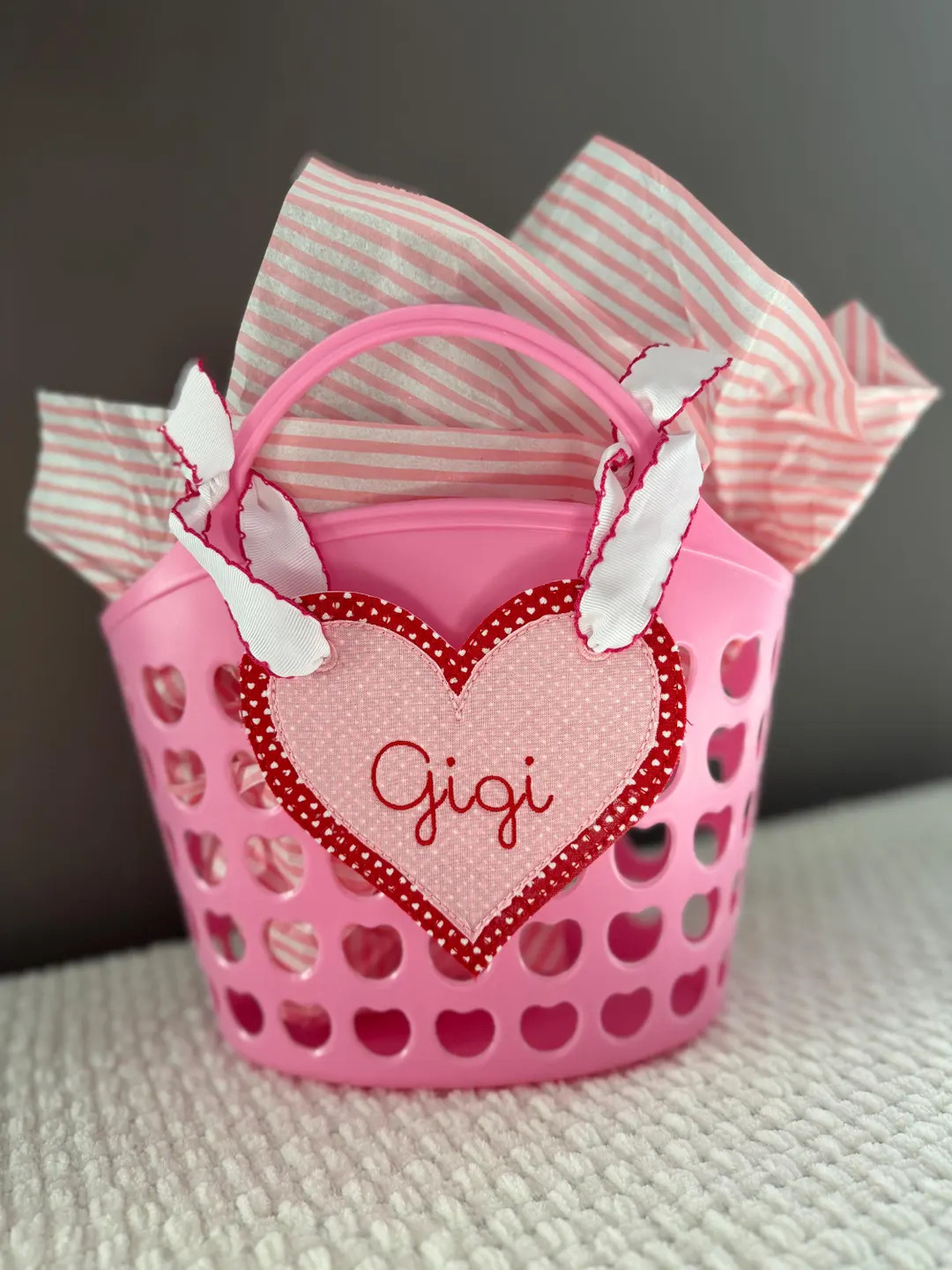 Valentine’s Day Basket Tags, Heart Name Tag, Personalized, Embroidered Name Tag, Fabric Heart N... | Etsy (US)