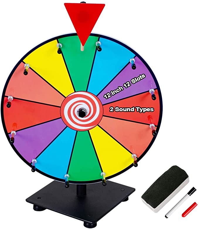 Klvied 12 Inch Heavy Duty Prize Wheel, 12 Slot Tabletop Color Spinning Wheel with 2 Model Clicker... | Amazon (US)