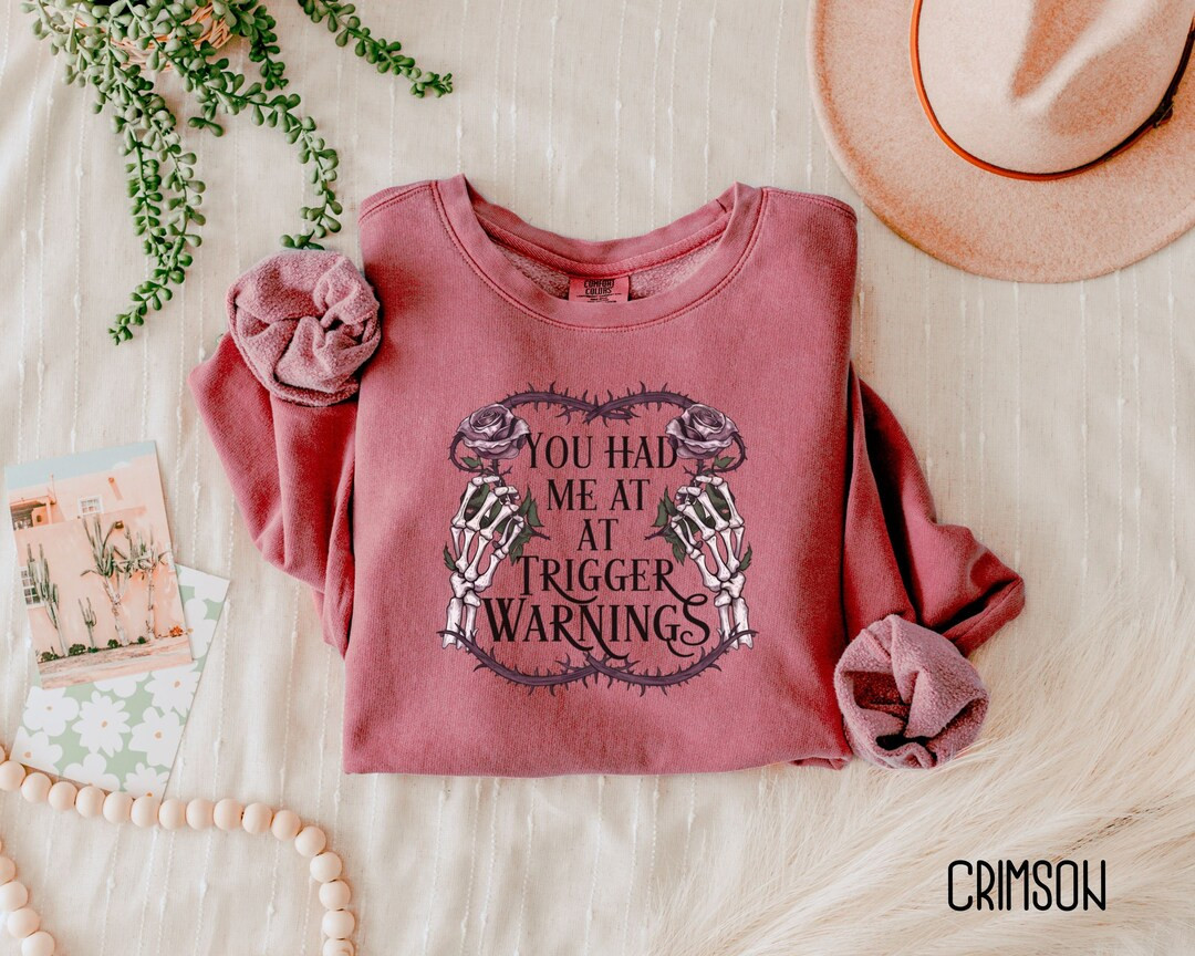 Trigger Warnings Comfort Colors Bookish Merch Book Lover Gift, Booktok Skeleton Shirt Merch, Dark... | Etsy (US)