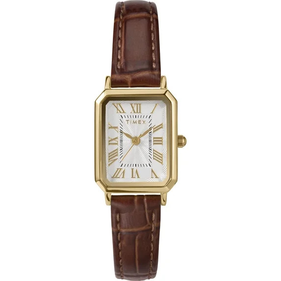 Timex Women's Gold tone case Brown Croco Grain Strap | Walmart (US)