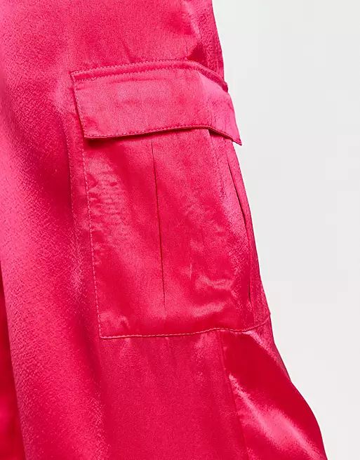 New Look satin cargo pants in pink | ASOS (Global)