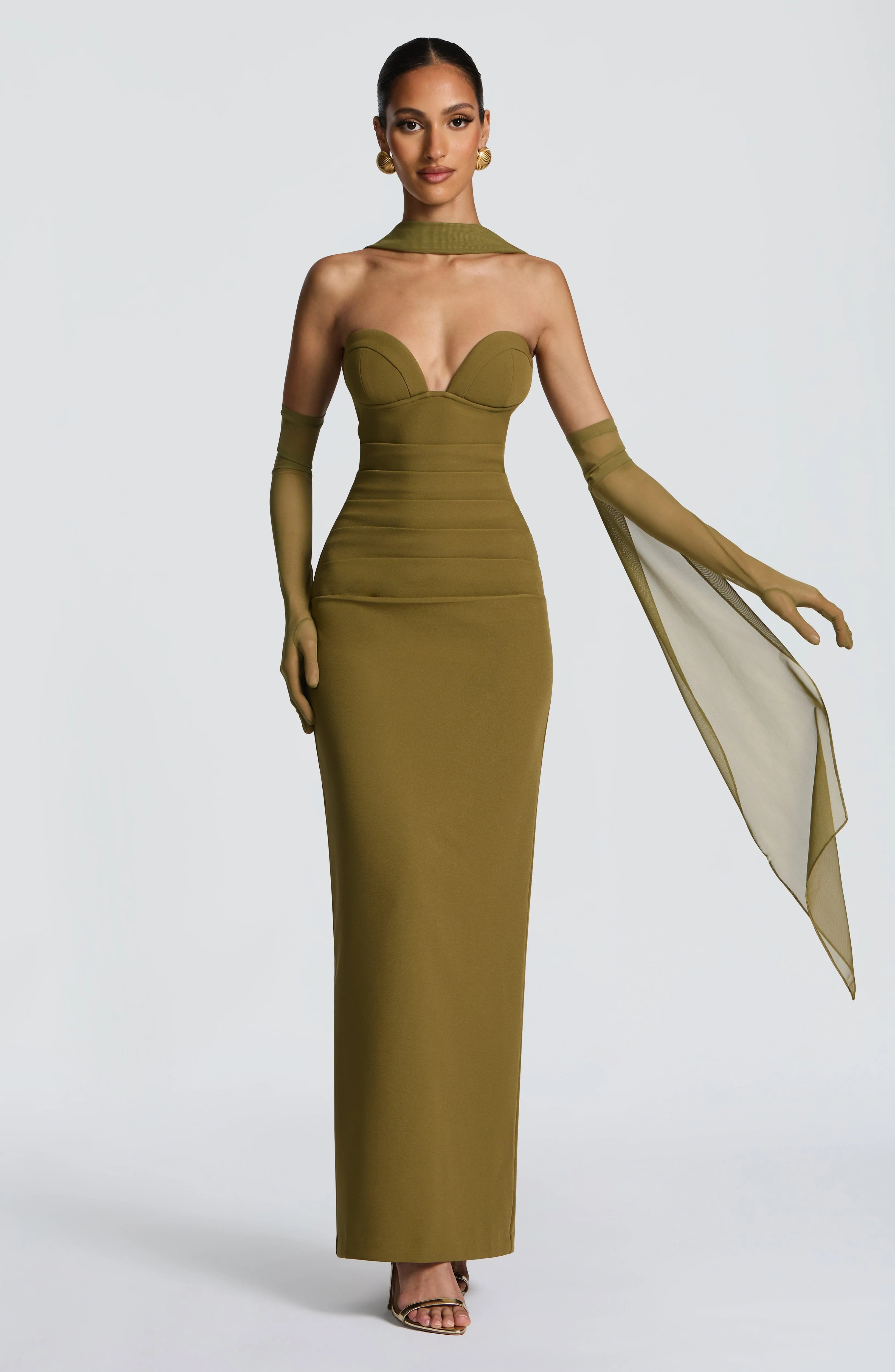 Lindsey Maxi Dress - Deep Olive | Babyboo (global)