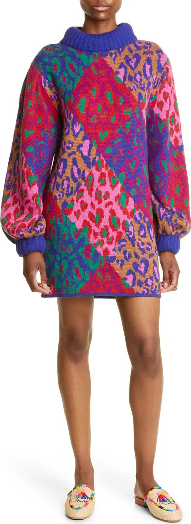 FARM Rio Mixed Leopard Pop Long Sleeve Sweater Dress | Nordstrom | Nordstrom