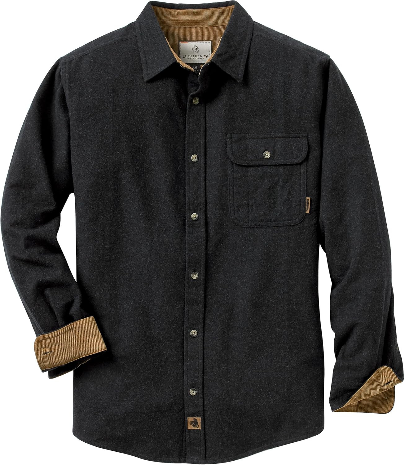 Legendary Whitetails Men's Buck Camp Flannel, Long Sleeve Heather Button Casual Shirt with Cordur... | Amazon (US)