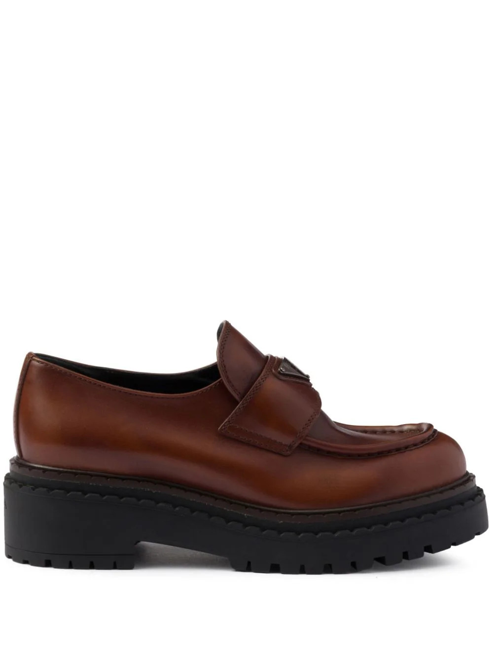Prada 55mm leather loafers - Brown | Farfetch Global