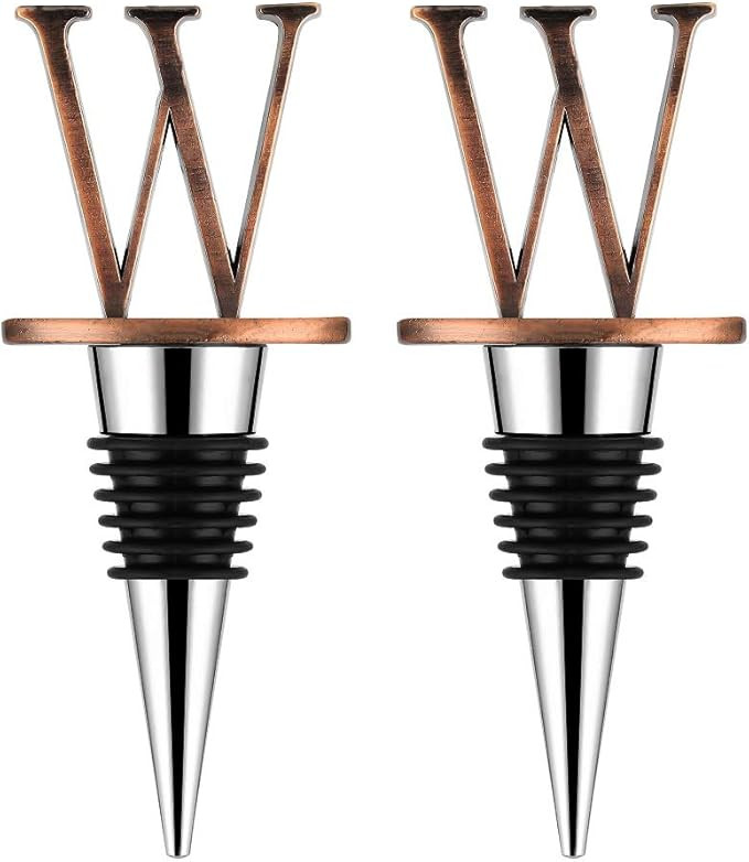 Wine Stoppers - Stainless Steel Letters Wine Stopper, Silicone Reusable Wine and Beverage Bottle ... | Amazon (US)
