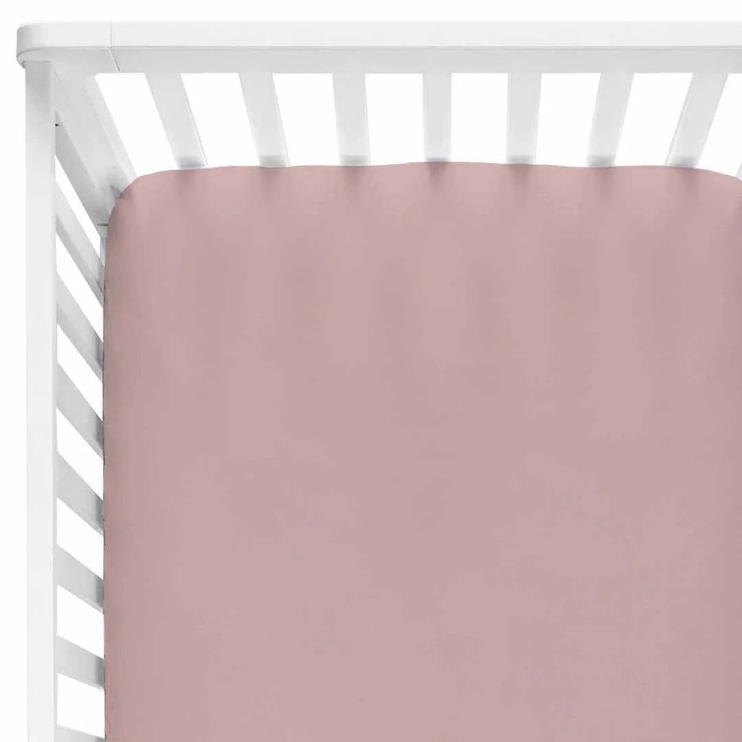 Solid Mauve Bamboo Knit Crib Sheet | Caden Lane