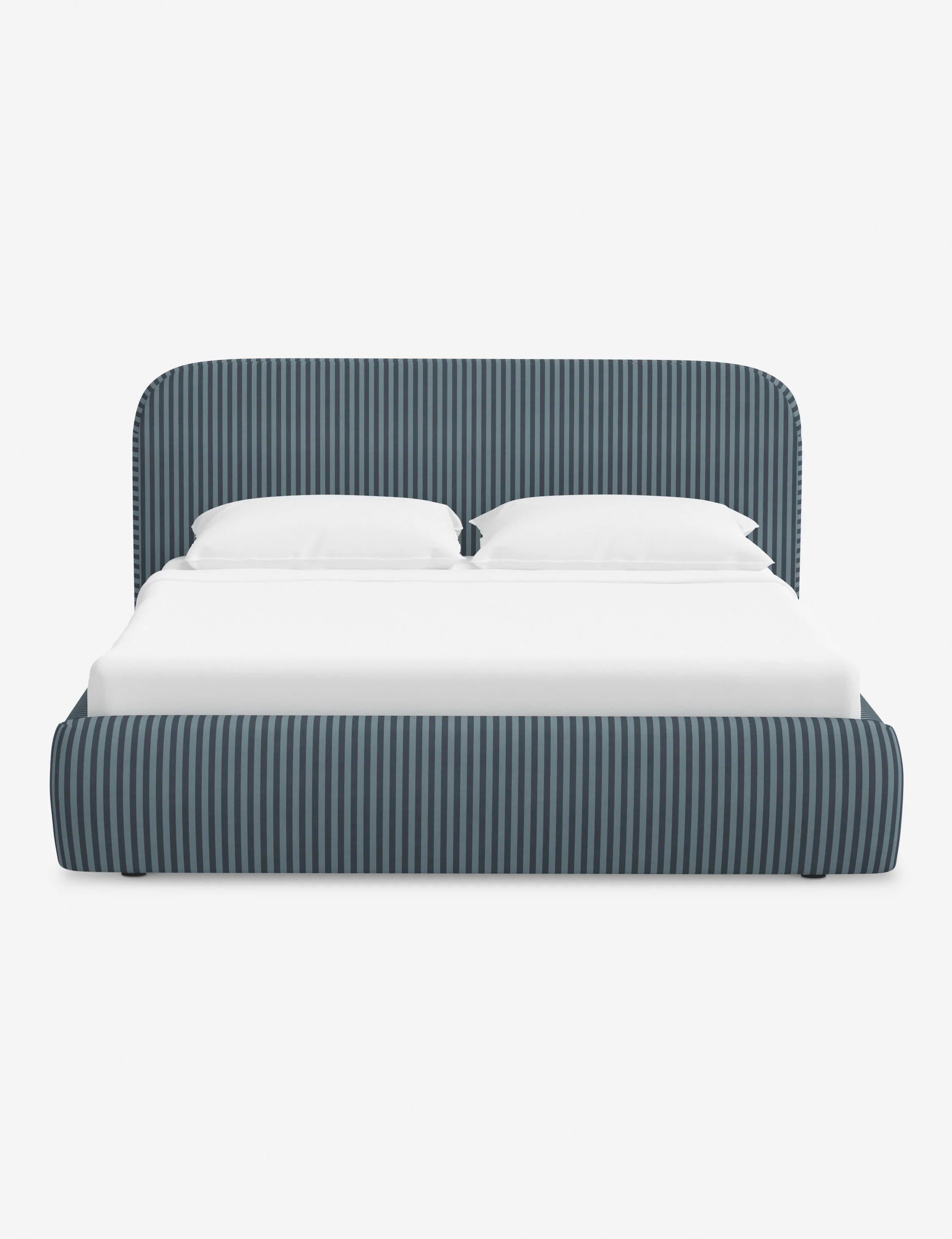 Nabiha Platform Upholstered King Bed, Blue Tonal Stripe | Lulu and Georgia 