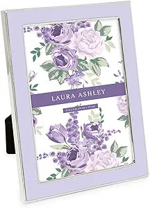 Laura Ashley 4x6 Lavender Enamel Picture Frame, Silver Metal Edge with Easel, for Countertop, Cou... | Amazon (US)