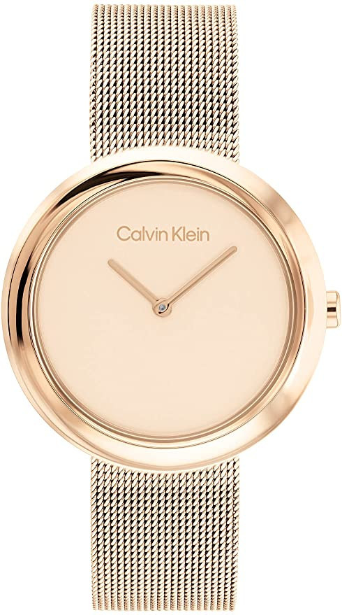Calvin Klein Women's Quartz Ionic Plated Carnation Gold and Mesh Bracelet Watch, Color: Carnation... | Amazon (US)