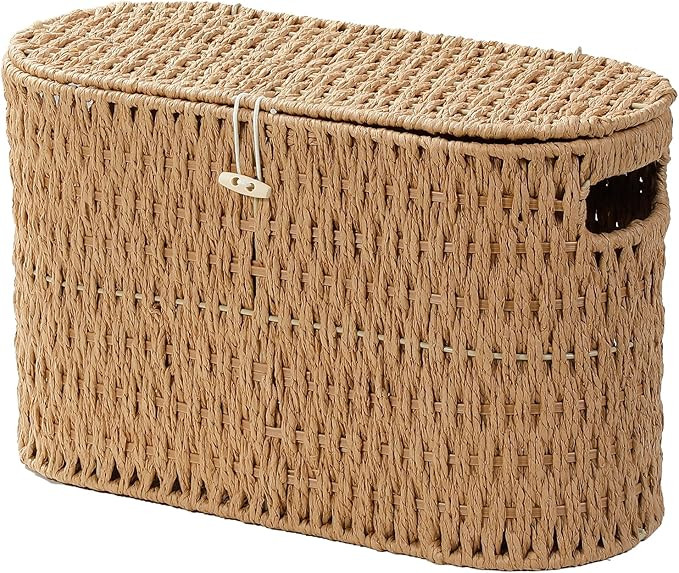Coeusy Toilet Paper Basket with Lid,Paper Rope Decor Basket for Bathroom Organizers and Storage,H... | Amazon (US)