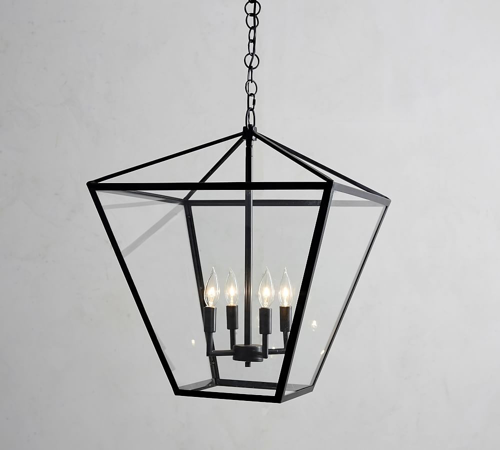 Manor Indoor/Outdoor Triangle Glass Pendant, Bronze, 20"" Diameter | Pottery Barn (US)