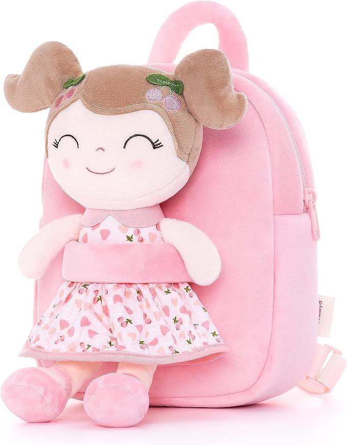 Gloveleya Kids Backpack Toddler Backpack Plush Backpack with Soft Doll Cherry Girl Pink 9 Inches ... | Amazon (US)