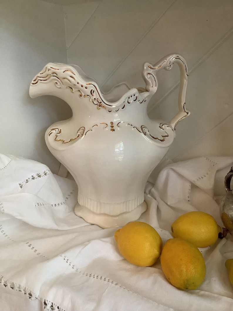 Vintage Victorian Style Pitcher, arnels Elegant Water Pitcher,pitcher Vase With Gold Detail - Ets... | Etsy (US)
