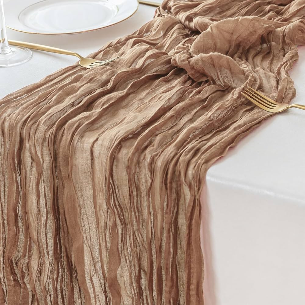 Sioloc 1 Pack Nude Cheesecloth Table Runner,10ft Table Runner,Boho Romantic Baby Nude Gauze Table... | Amazon (US)
