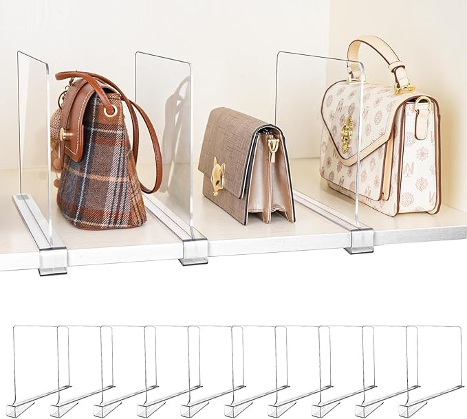 10 Pack Shelf Dividers, Adjustable Shelf Dividers for Closet Organization with Non-Slip Design, C... | Amazon (US)